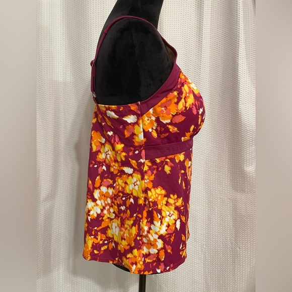 D & Co Beach Multicolor Floral Print Tankini Size 12 - Picture 5 of 8